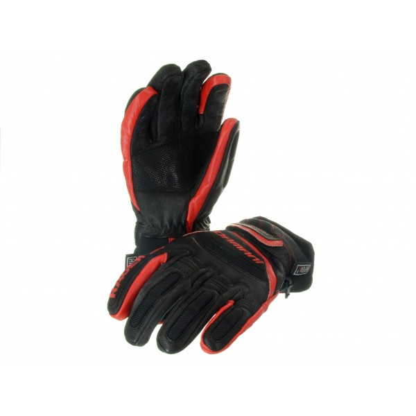 Lyžařské pánské rukavice Damani R01 - TOP celokožené (černo-červená)