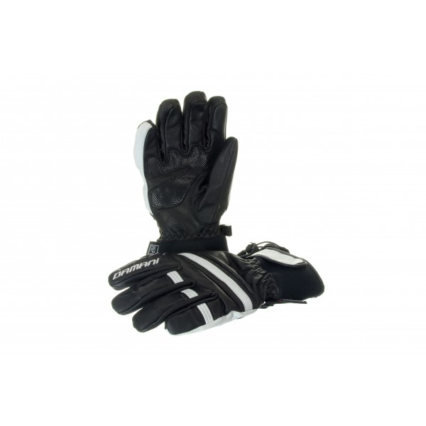Lyžařské pánské rukavice Damani R03 - SKI celokožené (černo-bílá)